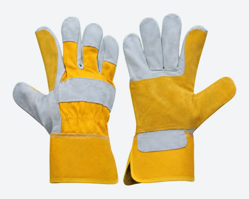 Yellow Reinforced Split Leather Gloves