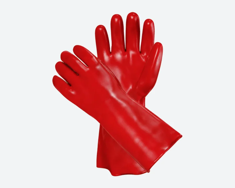 Red Smooth PVC Gauntlets