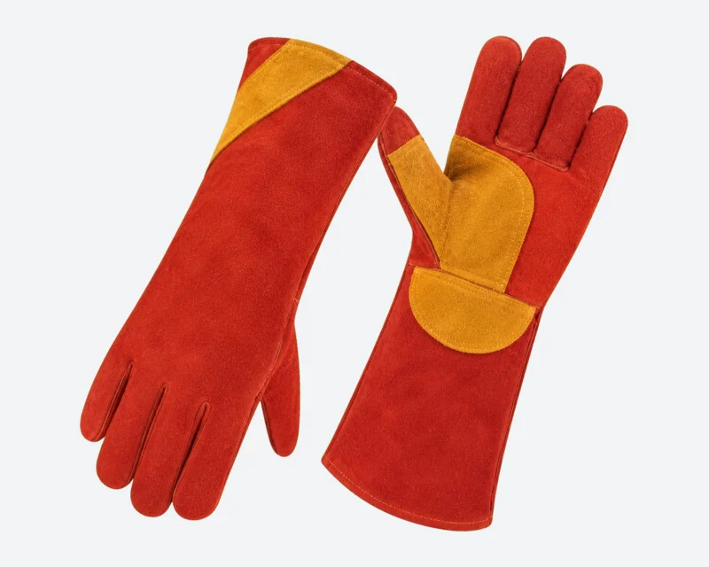Red Gauntlets with Mustard Palm Reinforcement