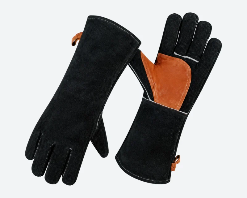 Black Wing-Thumb Shoulder-Split Gauntlets