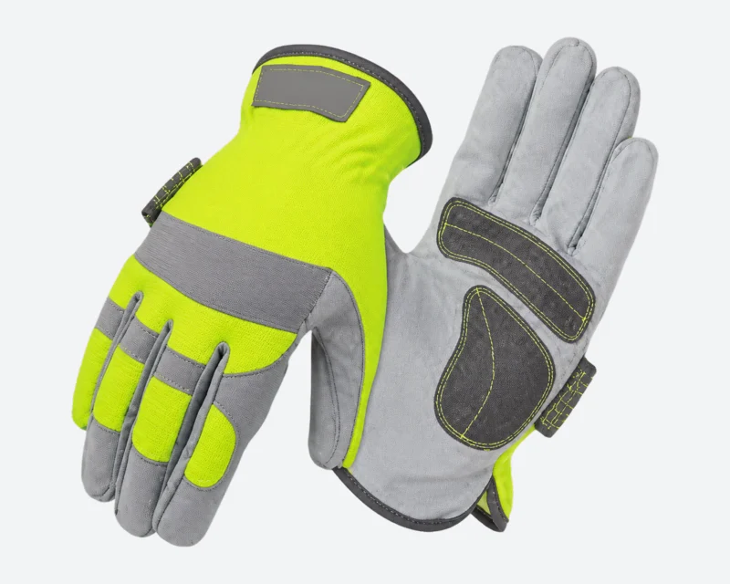 Lime-Back Panelled-Palm Mechanic Gloves