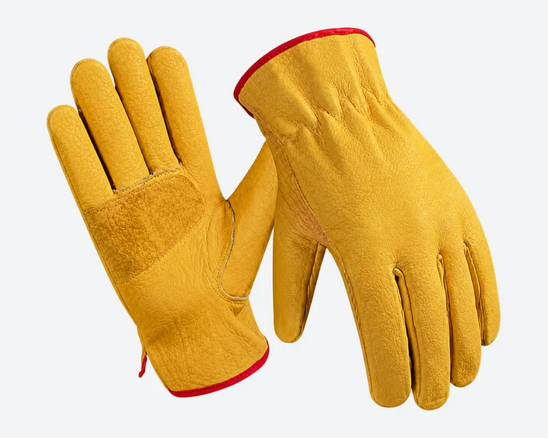 Buffalo-Grain Extended-Cuff Gloves