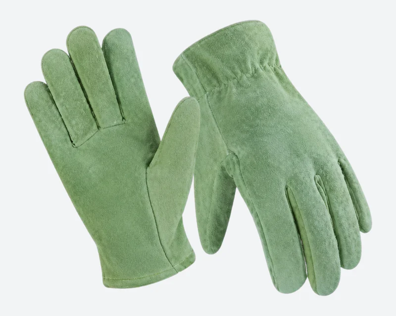 Green Split-Leather Gloves