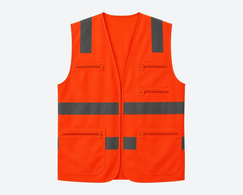 Orange-Red Five-Pocket Vest