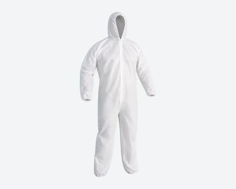 White Nonwoven Hooded Coverall