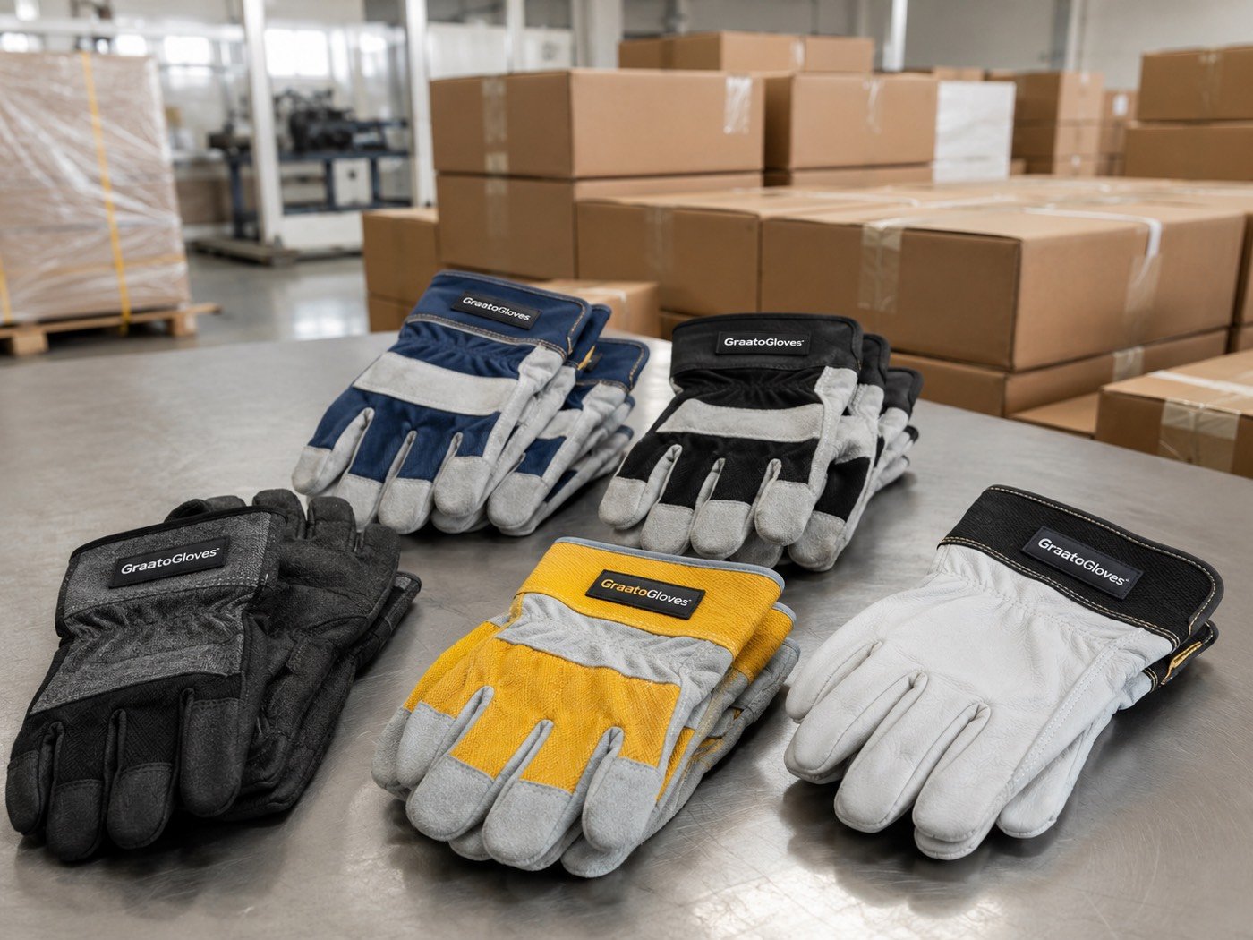 Industrial work gloves prepared for bulk export