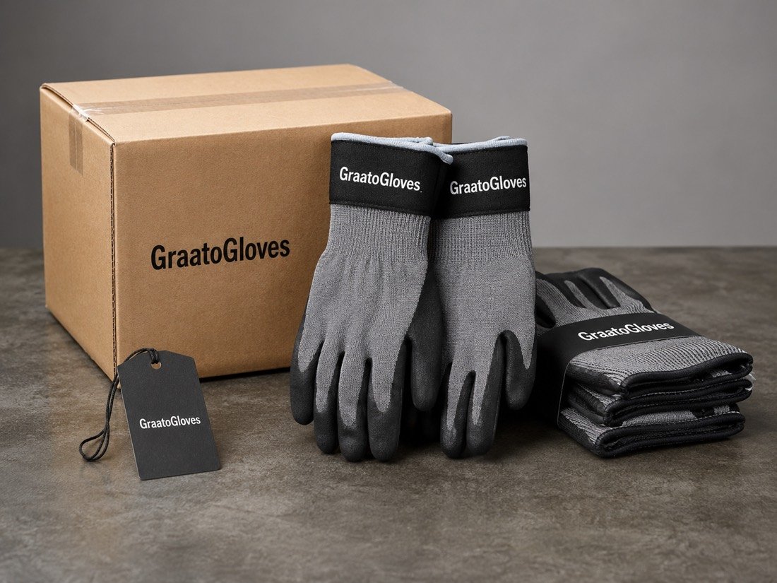 Custom branded work gloves with private label for distributors